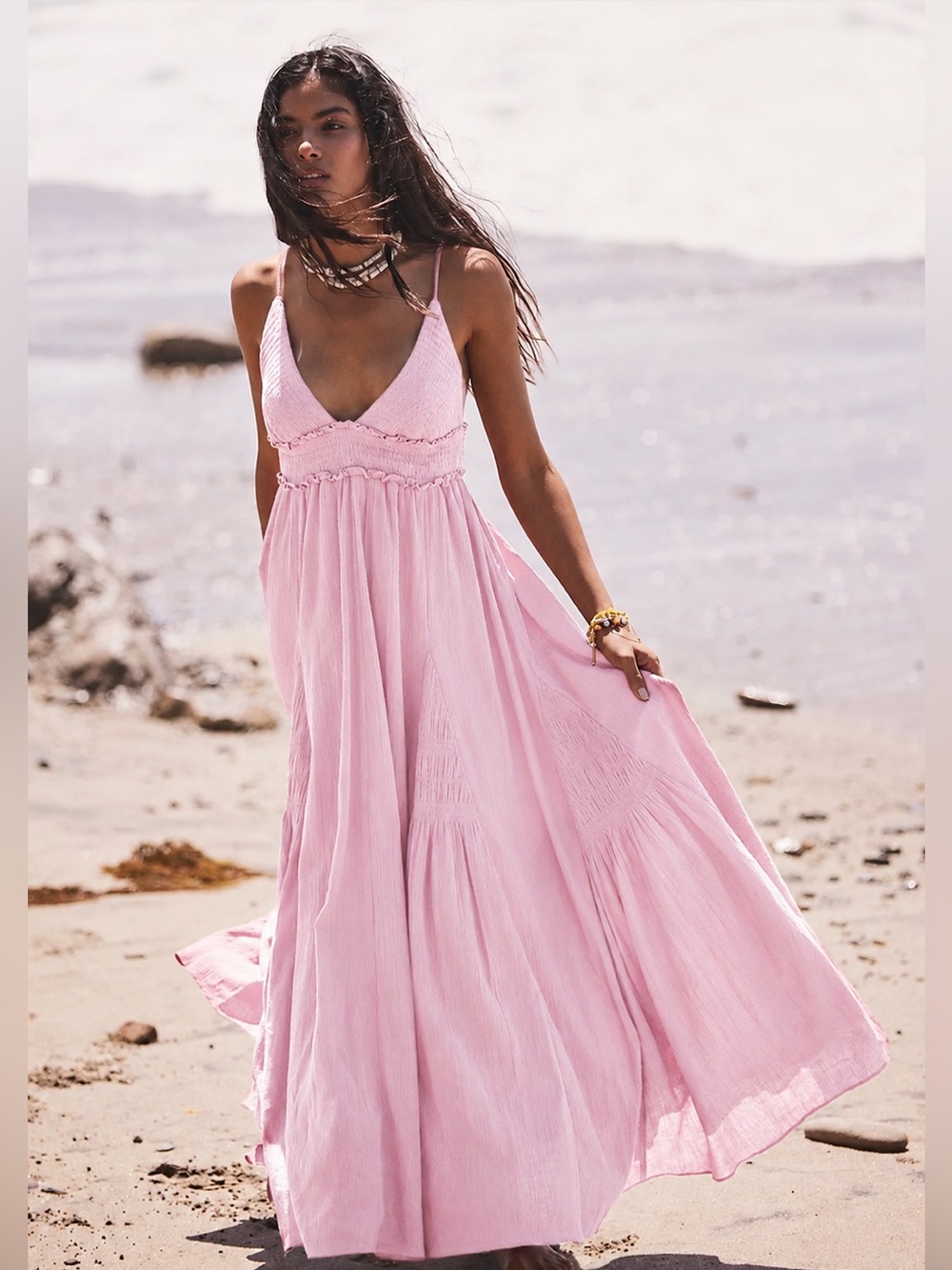 Free People Heat Haze Maxi Dress Size Medium Cotton and Linen